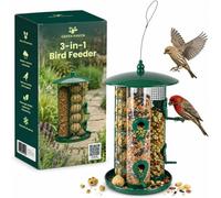 "green Haven 3-In-1 Bird Feeder And Fat Ball Feeder, Hanging Design "