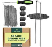 Green Haven 50 Pack Garden Pegs With Buffer 15Cm Heavy Duty Metal Staples For Weed Control Membrane Netting And Landscaping Fabric