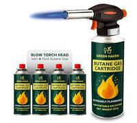 Green Haven Blow Torch for Cooking Attachment Head with 4 Gas - One-Handed Gas Torch with Adjustable Flame & Safety Lock, Fits All Butane Tanks, Ideal for Creme Brulee, Desserts, BBQ, Baking