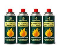 Green Haven Butane Gas Canisters 4 Pack - EN417 Gas Cartridge for Camping Stove, BBQ, Heaters, Blowtorch, Portable Gas Bottle Burner for Outdoor Use