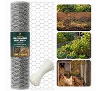 Green Haven Chicken Wire Mesh Roll 40cm x 15m | Galvanised Steel Fence | HEXAGONAL WIRE NETTING: garden mesh · poultry housing · cat proof · wire roll · weather-resistant · cable ties included