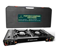 Green Haven Double Burner Camping Stove Portable Butane Gas or LPG Cooker w