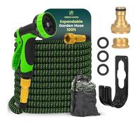 Green Haven Expandable Garden Hose Pipe 100ft - Durable No-Kink Flexi Hose with 8 Spray Modes, Triple Latex Core, Brass Fittings - Lightweight, Leakproof, Easy to Use & Store - Garden & Outdoor Use