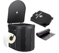 Green Haven Foldable Camping Toilet - Portable Loo for Adults with 6L Washable Basket & Built-in Roll Holder - Travel Toilet for Caravan, Festival, Outdoor, Indoor Emergency Use