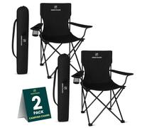 Green Haven Folding Camping Chair - Black Lightweight Picnic Chair w/C