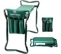 Green Haven Garden Kneeler Seat With Handles & Tool Bag 2 In 1 Gardening Kneeling Stool For Senior Citizens Foldable