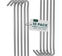 Green Haven Heavy Duty Tent Pegs 10 Pack 9 Inch Durable Galvanised Steel Ground Stakes Rust Resistant Tent Pegs Metal Heavy Duty