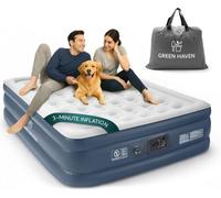 Green Haven King Size Air Bed With Built In Electric Pump Raised Waterproof Inflatable Mattress For Guests Camping Indoor Outdoor