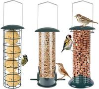 Green Haven Metal Bird Feeder 3-Pack Squirrel Proof Hanging Feeder For Garden Tube, Dense & Coarse Mesh Outdoor Use