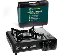 Green Haven Portable Camping Stove Black With Cary Case Premium Camping Gas Stove, En417 Compliant Automatic Ignition Heat Control