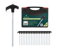 Green Haven Screw Tent Pegs - 20 Pack Heavy Duty Galvanized with Storage Box - Rustproof, Ultimate Strength for Hard Ground, Camping, Tents, Gazebos