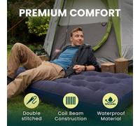 Green Haven Single Airbed 22Cm Navy Blue Flocked Pvc Inflatable Mattress Electric Ac Mains Pump Camping Guest Sleepover Bed