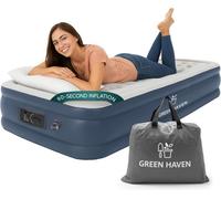 Green Haven Single Inflatable Bed Built In Pump Raised Mattress Camping Guest Portable Indoor Outdoor Sleeping Solution