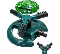 Green Haven Sprinkler 360 Rotation Attachment For Garden Hose Premium Automatic Lawn Water Sprinkler With 3 Arms Blue Green