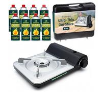 GREEN HAVEN Ultra Slim Portable Butane Gas Stove - Compact Single Burner Camping Cooker for Indoor & Outdoor Use, Lightweight Tabletop Gas Hob with Piezo Ignition, Heat Control & Carry Case