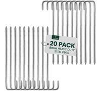 Green Haven Ultra-Strong Heavy Duty Tent Pegs Pack Of 20 - Extra Thick Tent Metal Camping Pegs, Rust Proof J-Pin 8mm Thick Peg