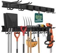 Green Haven Wall Mounted Garden Tool Rack 48 Inch Heavy Duty Garage Tool Organiser With 7 Adjustable Hooks Customisable Storage