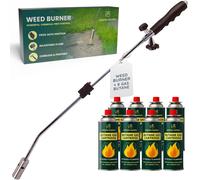 GREEN HAVEN Weed Burner with 8 Butane Gas Canister Auto Ignition Adjustable Flame Butane Weed Burner Flame Thrower for Weeds Wand Burner for Drivewa