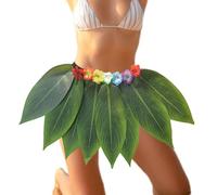 Green Hawaiian Leaves Skirt - Ladies Costume Accessory - Festival Performance On Stage | Autumn Beach Cosplay Halloween Photo Teens Party Bonfire Holiday Outfit With Silk Material Inc