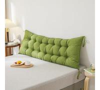 Green Headboard Pillow 180x50cm Cushioned Back Support for Single & Double Beds Fixing Ties for Sofa & Bay Window Comfortable Reading Pillow