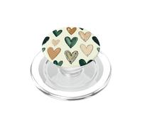 Green Heart Doodle Pattern Sage Green Beige Valentines Day PopSockets PopGrip for MagSafe