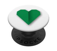 Green Heart Origami Style Love Symbol Design PopSockets Adhesive PopGrip