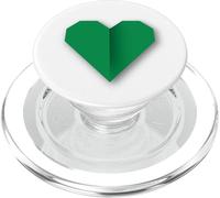 Green Heart Origami Style Love Symbol Design PopSockets PopGrip for MagSafe