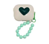 Green Heart Pattern Shock-Absorbing Case Cover with Pendant Accessories Case for Huawei FreeBuds 5i