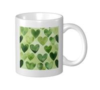 Green Hearts Ceramic Cup, Elegant Coffee Mug Tee Drinkware Water Cup for Home Office 11oz