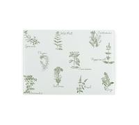 Green Herbs Rectangular Small Glass Worktop Saver - Smooth Kitchen Chopping/Cutting Board Worktop Protector with Non-Slip Feet 28.5cm x 20cm (11" x 8")