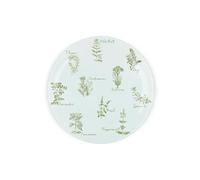 Green Herbs Round Glass Trivet Kitchen Gift - Textured Chopping/Cutting Board Worktop Protector with Non-Slip Feet 20cm x 20cm (8" x 8")