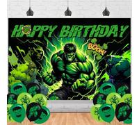 Green Hero Party Supplies5x3FT,Green Hero Backdrop,Cartoon Theme Happy Birthday Party Banner for Boys and Girls Cartoon Anime Party Decoration
