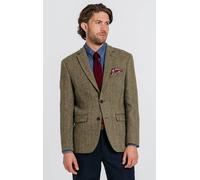 Green Herringbone Windowpane Check Harris Tweed Jacket Dobell Green 46R