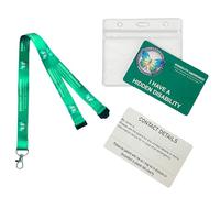 Green Hidden Disability Lanyard with Butterfly Symbol - from Quantum Leap | Includes Waterproof Zip Lock Pocket & Printed Hidden Disability Card