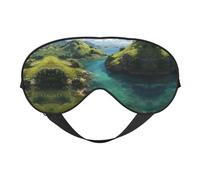 Green Hills and Clear Waters Print Silk Sleeping Mask with Adjustable Strap-Silk Eye Mask Soft Eye Cover,for Blocking Out Lights Sweet Sleep Travel Relax, Nap, Meditation