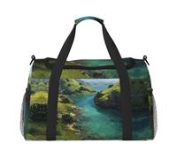 Green Hills and Clear Waters Print Weekender Bag,Gym Bag with,Carry On Luggage Overnight Weekend Bag, Holdall Handbag & Shoulder Bag for Travel Fitness