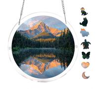 Green Hills Mountain Nature Landscape Acrylic Round Puzzle 7.8x7.8Inch Hanging Decor