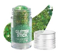 Green Holographic Glitter Stick for Face Body Hair - Chunky Glitter Gel Stick with Large Sparkle Particles, Twist Up Self Adhesive Mermaid Shimmer Makeup for Parties Festivals Rave Carnival