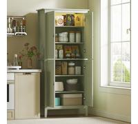 (Green) HOMCOM 176.5 cm Tall Freestanding Pantry Storage Cabinet with 4 Doors