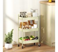 HOMCOM 3 Tier Rolling Utility Cart with 3 Mesh Basket, Black - Green