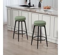 Swivel Bar Stools Set of 2, PU Leather Barstools with Footrest HOMCOM Green One Size