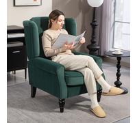 HOMCOM Retro Accent Chair Wingback Armchair with Wood Frame for Living Room in Green HOMCOM Green