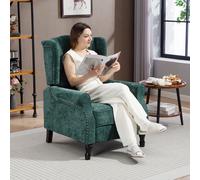 (Green) HOMCOM Manual Reclining Armchair Recliner with Footrest Dark