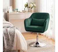 (Green) HOMCOM Retro Velvet Swivel Tub Chair with Steel Frame