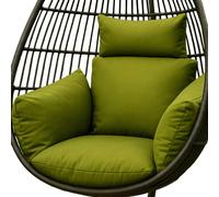 HOMESCAPES Luxury Egg Chair Cushion, Waterproof Hanging Swing Chair Cushion with Removable Headrest & Ties, Thick & Plush Head Pillow for Canopy Swings, Home Garden Patio Indoor Outdoor Use - Green