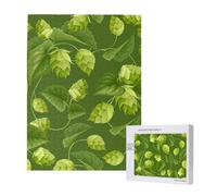 Green Hops And Leaves Pattern,500 Pieces Wooden Jigsaw Family Game Jigsaw Puzzles for Adults Teens