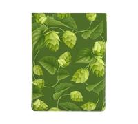 Green Hops And Leaves Pattern, PU Leather Laptop Sleeve, Notebook Bag Laptop Case Sleeve Tablet Briefcase