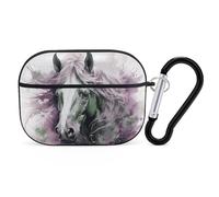 Green Horse AirPod Pro Case, Anti Scratch Hard PC Cover with Keychain, AirPod Pro 2nd/1st Case Accessories for Women Men, Black-Style