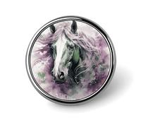 Green Horse Badge Holder Personalized Metal Button Pin Fashion Round Badge with Pattern Pin DIY Button Badges Exquisite Brooch Crafts Gift Clothes Decorative Pins
