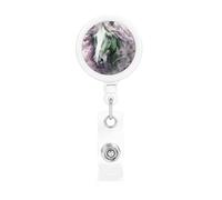 Green Horse Badge Reel Retractable Name Badge Holders Funny Nurse Badge Clip with Keychain Lightweight Plastic ID Card Holders for Men Women Gifts